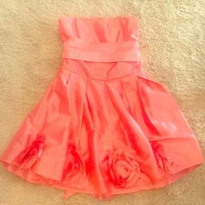 Strapless coral dress